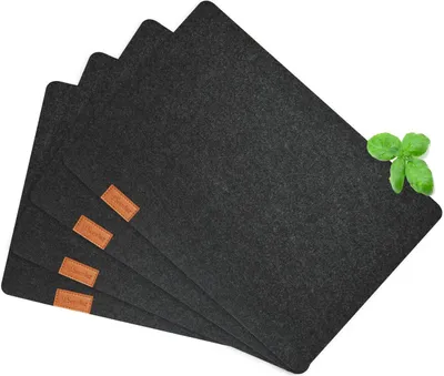 Produktbild von 4 Tischuntersetzer aus Filz 43x23cm Platzmatte Tischset Platzset Tischmatte Telleruntersetzer Dunkelgrau