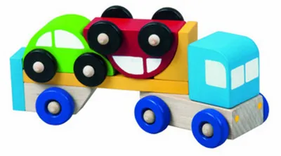 Produktbild von Variables Spielzeugfahrzeug 4 in 1: Traktor, Anhänger und zwei Autos zerlegbar