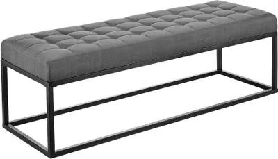 Productafbeelding van And OutdoorMatch Elegante vloerbank Hailey – Bekleding: stof – 120 x 40 x 38 cm – Grijs – Metalen frame
