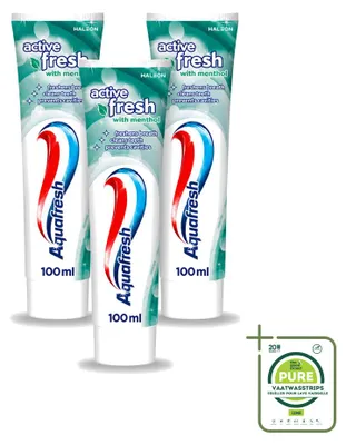 Imagen del producto de 3 tubos de pasta dental Aquafresh, refrescante, con mentol, 75 ml - Pack grande - 3 unidades