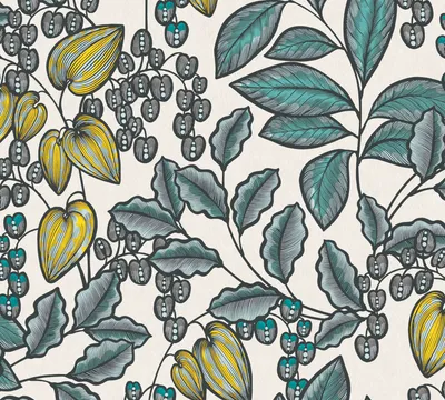 Produktbild von Architects Paper Blumentapete Floral Impression florale Tapete Vliestapete blau weiß gelb schwarz grau 10,05 m x 0,53 m