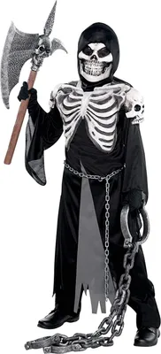 Immagine prodotto di Costume da scheletro Grim Reaper "Crypt Ceeper" per ragazzi | Nero Taglia: 14-16 anni