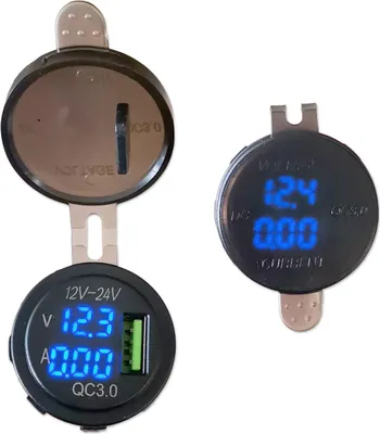 Produktbild von USB Steckdose | Typ A | 12-24V | 3A | QC 3.0 | LED Anzeige | Ø29mm