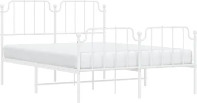 Imagen del producto de Estructura de cama con cabecero y piecero de metal, color blanco, 140x190 cm