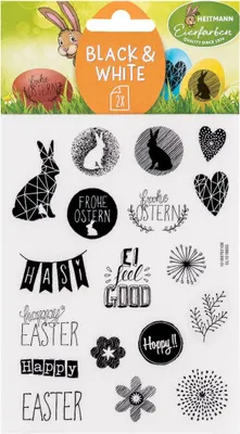 Produktbild von Oster Aufkleber Set Sticker Abziehbilder Black White Ostereier verzieren 2 Bögen