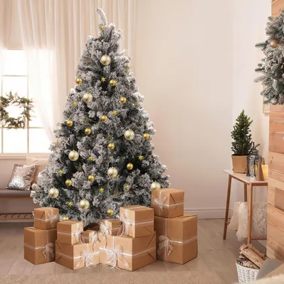 Produktbild von Jopassy Weihnachtsbaum Weihnachts Tannennadeln mit Ständer Außen Beflockung 120cm mit Schneestaub