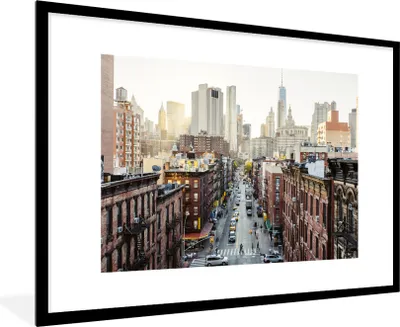 Produktbild von MuchoWow® MuchoWow® Gerahmtes Poster Die Straßen von New York 90x60 cm - Poster mit zchwarzem Bilderrahmen - Wanddekoration - Fotos