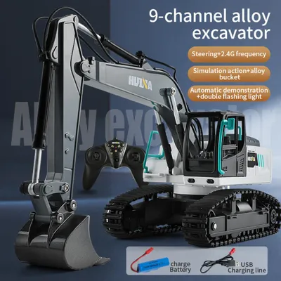Produktbild von 1:24 RC Alloy Engineering Vehicle 9-Kanal-Simulationsbagger Dump Truck Modell 667 Legierung Bagger