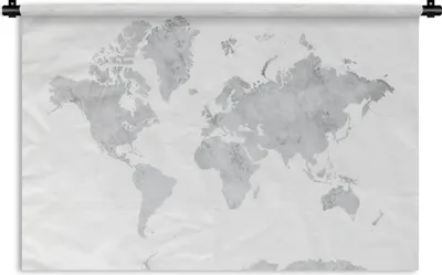 Produktbild von MuchoWow® Wandteppich Wandbehang Weltkarte - Grau - Marmor 90x60 cm Tapisserie Dekoration Wandtuch - Wandskulpturen - Bildteppich