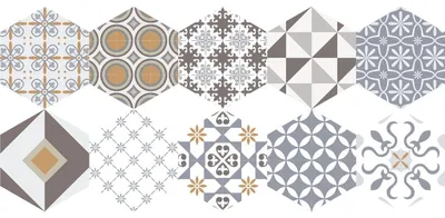 Image de Autocollants de sol antidérapants avec film protecteur – Carreaux de sol JULIANA – 40 x 90 cm – 10 autocollants hexagonaux de 20 x 18 cm