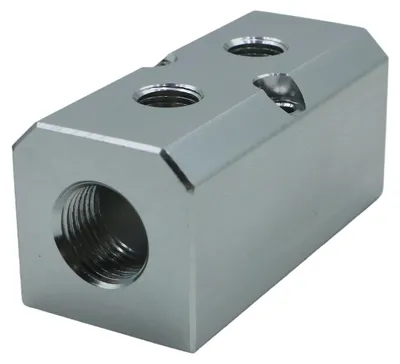 2-Wege 4-Port Luftverteiler 1/2" NPT Zufuhr 1/4" NPT Ausgang