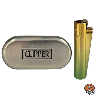 Produktbild von Clipper Metall Green Gradient Reibradfeuerzeug in der Metallbox