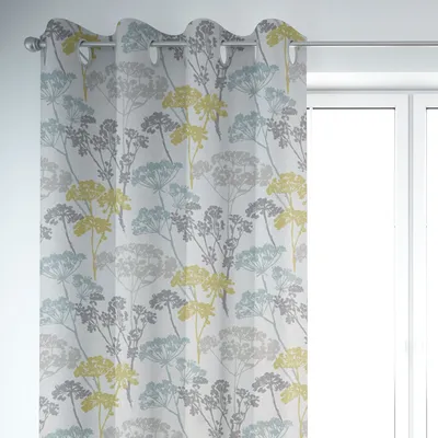 Produktbild von SCHÖNER LEBEN. Vorhang Blumen Gräser Mineral blau grün grau 245cm Aufhängung Ösen