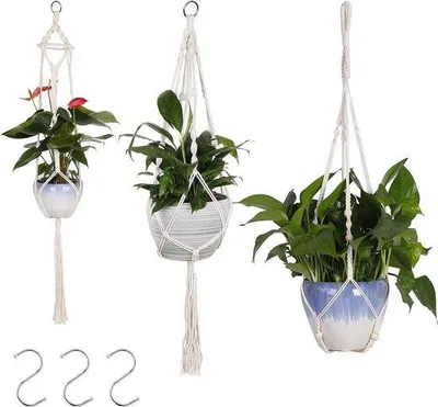 Produktbild von Famanu Pflanzenhänger aus Baumwollseil - 3er Set, Weiß
