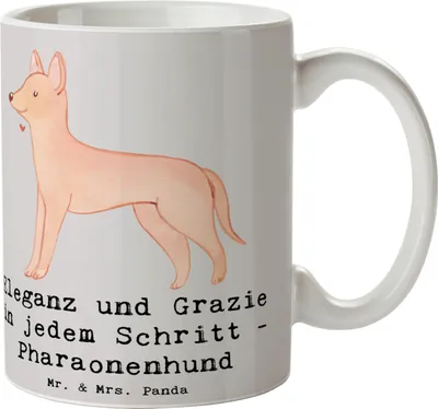 Produktbild von Mr. & Mrs. Panda Keramiktasse Eleganter Pharaonenhund - Grau Pastell - Geschenk, Hundeerziehung, Kaffeebecher, Hunderasse, Stolz, Kaffeetasse, Teetasse, sozialer Hund