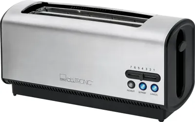 Obrázek produktu pro Clatronic TA 3687, 4 krajíců, Černá, Nerezová ocel, Nerezová ocel, Knoflíky, Páčka, CE, 1200 W