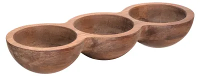 Produktbild von SCHÖNER WOHNEN-Kollektion Dipschalen-Trio Mod. ANDRA natürliche Akazienholz-Schale 3 Dipschalen 80 ml ideal für Küche Geschirr 26x4x9,5 cm natur