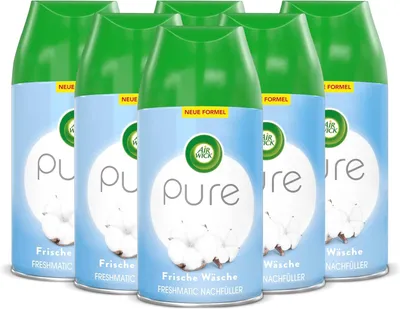 Produktbild von Air Wick Freshmatic Max Raumspray PURE – Nachfüller für den Air Wick Freshmatic Max – Duft: Frische Wäsche – 6 x 250 ml Nachfüller