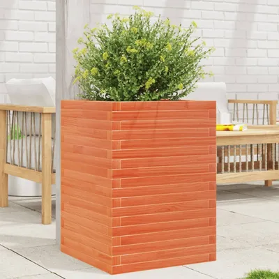 Produktbild von Design Pflanzkübel Wachsbraun 50x50x68,5 cm Massivholz Kiefer, Gabionen 2024 Neu