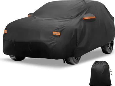 Produktbild von Autoabdeckung fš¹r Hyundai Ioniq 5 Aluminiumfolie Outdoor Vollgarage Allwetter Wasserdicht Winddicht Sonnenschutz Regenschutz mit Fahrertš¹r Rei?verschluss Schwarz