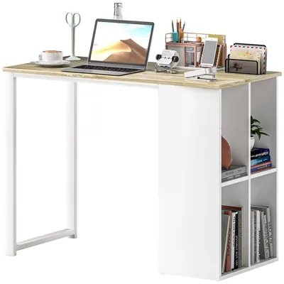 Image de Bureau compact - Bureau d'ordinateur - Poste de travail - Bureau d'écriture - Bureau informatique - Modèle en chêne