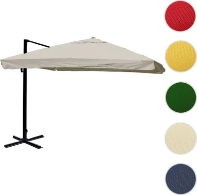 Produktbild von Gastronomie-Ampelschirm MCW-A96, 3x4m (Ø5m) Polyester Alu/Stahl 26kg  Flap, creme-grau ohne Ständer