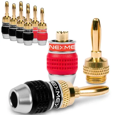 Produktbild von NEXMEX Bananenstecker 4mm schraubbar vergoldet 10x Stecker für Lautsprecherkabel
