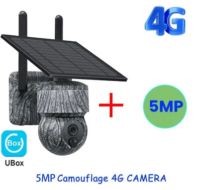 Zdjęcie produktu dla Kamera monitoringu - 5MP, 4G - zasilana energią słoneczną - obraz HD - dwukierunkowy dźwięk - detekcja ruchu PIR - wodoszczelność IP66 - do użytku zewnętrznego