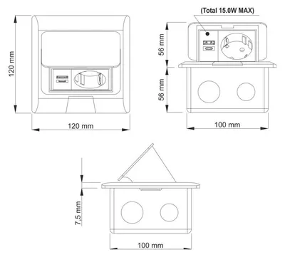 Produktbild von Design Light FLOOR BOX – versenkbare Bodensteckdose mit USB-A+C-Anschlüssen (20W Power Delivery)