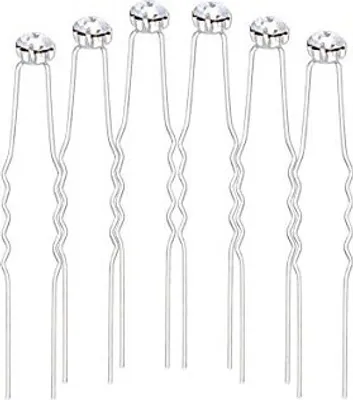 Produktbild von A&A Haarnadel Strassstein, Nadel silber  6er