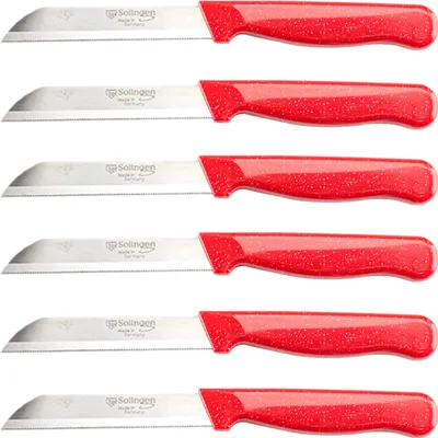 Produktbild von SOLINGEN Messer Allzweckmesser Rot Flitter Obstmesser Sehr Scharf Schälmesser, Stückzahl:6 Stück