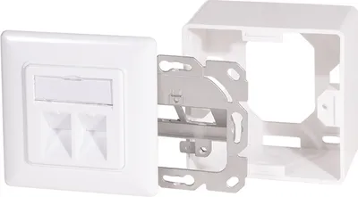 Obrázok produktu pre LogiLink Modulare Anschlußdose weiß 2xCat.6A Modul+ Aufputzgehäuse
