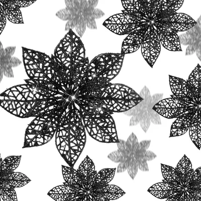 Productafbeelding van 24 stuks glinsterende kerststerren, kerstboomornamenten, kerstdecoratie, bloemen