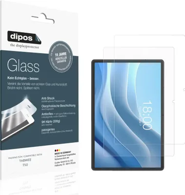 Produktbild von 2x Schutzfolie für TABWEE T50 matt - Anti-Shock 9H Folie dipos Glass Kunststoffglas