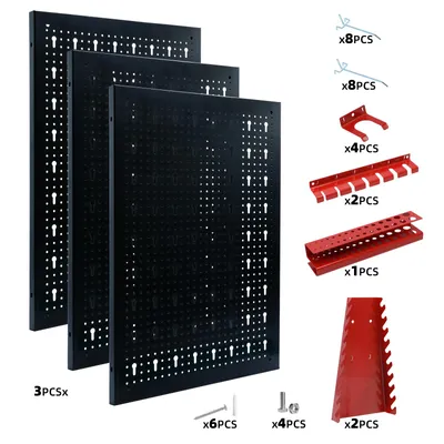 Produktbild von CCLIFE 3-tlg. Werkzeugwand Lochwand Werkzeuglochwand Metall 120 x 60 x 2 cm inkl. 35-tlg. Zubehör
