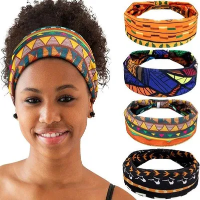 Produktbild von 4 Stück gestrickte Yoga-Haarbänder für Damen und Mädchen – elastische Turban-Haaraccessoires