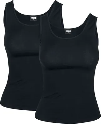 Productafbeelding van Dames T-shirt Urban Classics, 2-pack, basic stretch top, zwart - 5XL