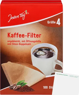 Produktbild von Jeden Tag Kaffeefilter Gr.4 naturbraun (100Stk) + usy Block