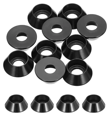 Produktbild von Konische Dichtungsringe aus eloxiertem Aluminium für Schrauben, Modellbauteile, 10er-Packung (schwarz)