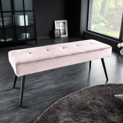 Produktbild von Riess-Ambiente Sitzbank Boutique, Samt & Metall, rosa-schwarz, B 100 x H 45 x T 35 cm, Industrial & Skandi-Stil, für Flur, Wohn- & Schlafzimmer, Belastbarkeit bis 120 kg, 100.000 Scheuertouren