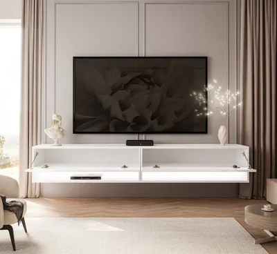 Produktbild von RTV Hängeschrank CALANTE 180 cm mit LED-Beleuchtung Weiß / Weiß hochglanz