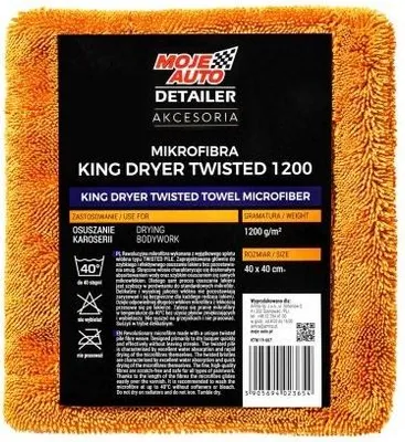 Zdjęcie produktu dla Mikrofibra King Dryer Twisted Towel 1200G/M2 / 40X40Cm / Do Osuszania Lakieru / Moje Auto Detailer