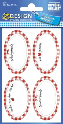 Produktbild von ZDesign HOME Haushalts-Etiketten "Kariert mit Schrift" 2 Blatt à 4 Etiketten