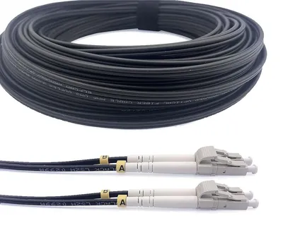 Image de Elfcam - 60 m de câble fibre optique OS2 LC/UPC à LC/UPC, duplex monomode 9/125 µm, armé acier, intérieur/extérieur, G657A2, LSZH, compatible 10G
