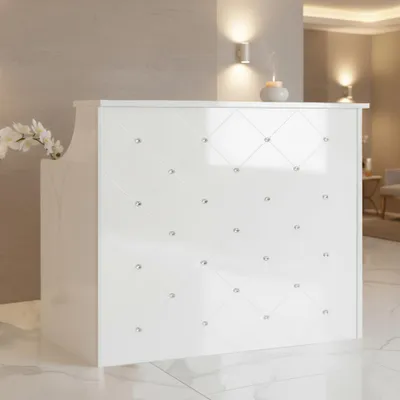 Obrázek produktu pro Lakovaná kadeřnická recepce Alexa 120 cm kosmetická do salonu kabinetu SPA bílá