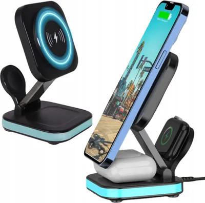 Image de chargeur à induction 4 en 1 pour iPhone, Apple Watch, Airpods, support sans fil