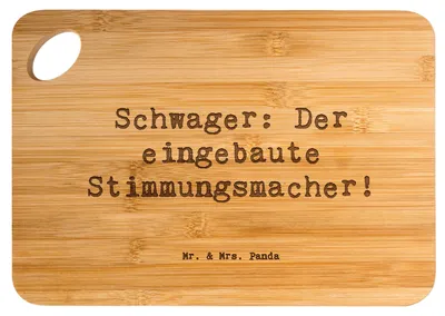 Produktbild von Mr. & Mrs. Panda Schneidebrett Spruch Schwager Stimmungsmacher - Transparent - Geschenk, holzschneidebrett, Geschenke, Frühstücksbrettchen, Holzbrett, Stimmung, Humor