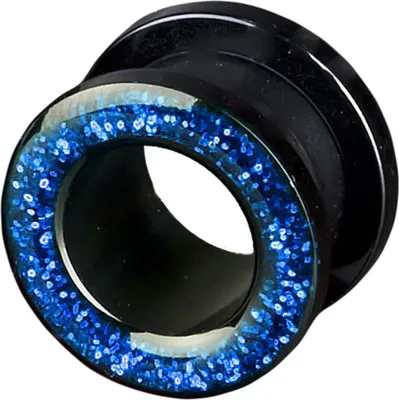 Produktbild von viva-adorno 1 Stück 12mm Flesh Tunnel Acryl Glitzerdesign zum Schrauben Z2c, Blau