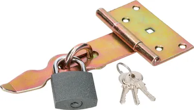 Produktbild von KOTARBAU® Überfalle Haspe und Vorhängeschloss Set 190 mm Verzinkt Gelb Massiver Verschluss für Türen Tore