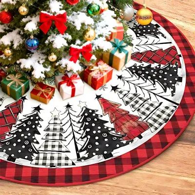 Weihnachtsbaumdecke, rund, 120 cm, rot-schwarzes Karo